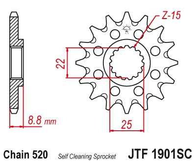 350 XC-F (2012 - 2023) lightweight self-cleaning front sprocket | JT Sprockets