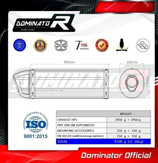 690 SMC (1970 - 2022) exhaust silencer hp1 | Dominator