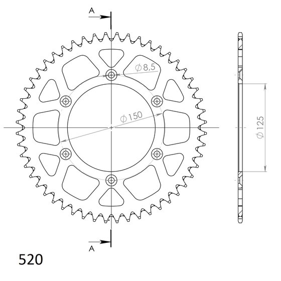 150 XC (2010 - 2020) alloy rear sprocket | Supersprox