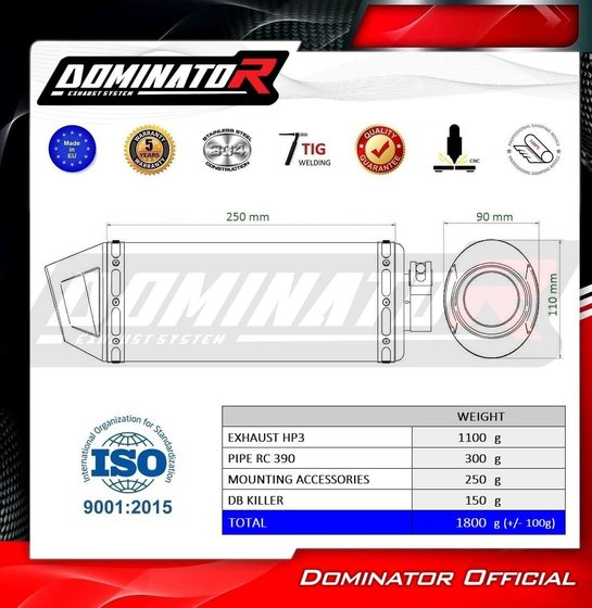 RC 390 (2022 - 2023) exhaust silencer muffler hp3 + db killer | Dominator