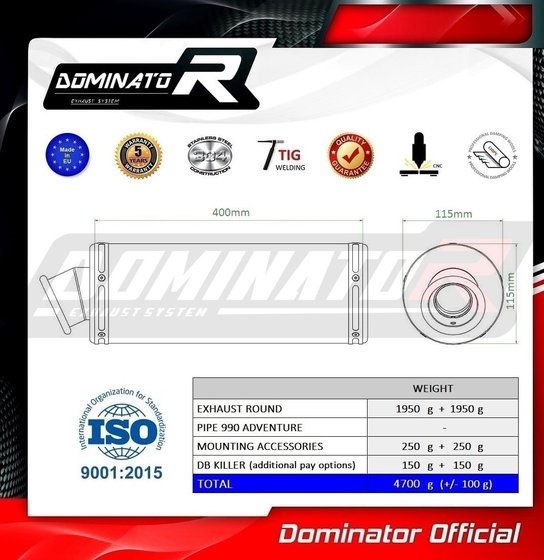 990 ADVENTURE (2007 - 2012) exhaust silencer muffler st | Dominator