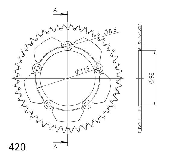 65 SX (1998 - 2003) supersprox alu rear sprocket ktm 60/65sx 97- orange 46 | Supersprox