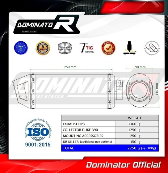 390 DUKE (2021 - 2022) full exhaust system silencer hp3 | Dominator