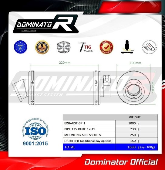 125 DUKE (2017 - 2020) exhaust silencer gp1 | Dominator