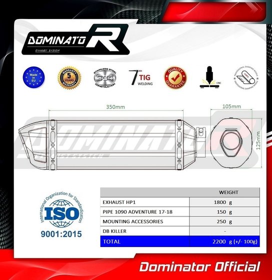 1090 ADVENTURE (2017 - 2018) exhaust silencer hp1 | Dominator