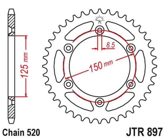 505 SX-ATV (2009 - 2009) sprocket rear 42t 520 blk | JT Sprockets