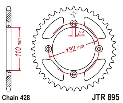 105 SX XC (2007 - 2011) rear replacement sprocket - 49 teeth, 428 pitch, black | JT Sprockets