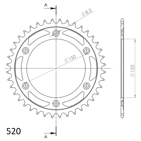 520 SX (2000 - 2002) plieninė galinė žvaigždutė | Supersprox