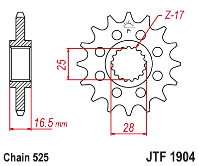 1190 ADVENTURE (2013 - 2016) priekinė žvaigždutė 17 dantukų žingsnis 525 jtf190417 | JT Sprockets