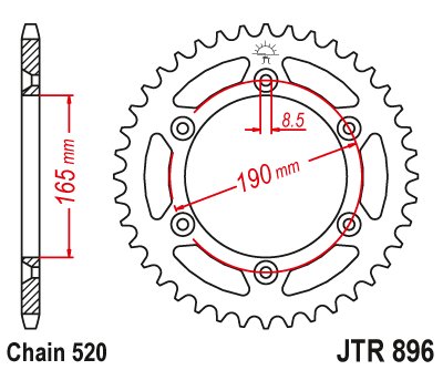 125 EXC (1986 - 1990) plieninė galinė žvaigždutė | JT Sprockets