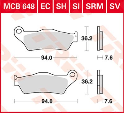 300 EXC (1999 - 2023) universalios organinės standartinės stabdžių trinkelės | TRW