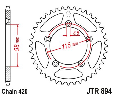 65 SX (1998 - 2023) galinė žvaigždutė 46 dantukų žingsnis 420 jtr89446 | JT Sprockets