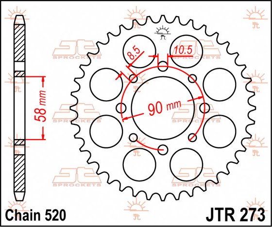 200 DUKE (2012 - 2014) galinė žvaigždutė 44 dantų žingsnis 520 jtr27344 | JT Sprockets