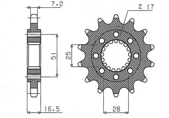 990 SUPERMOTO T (2009 - 2013) 16 dantukų 525 žingsnio juodo plieno priekinė žvaigždutė | SUNSTAR SPROCKETS