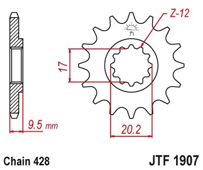 85 SX (2004 - 2017) priekinė žvaigždutė 13 dantukų žingsnis 428 jtf190713 | JT Sprockets